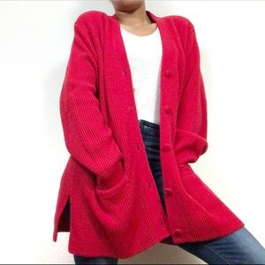 Vintage Bright Red Oversized Sweater Cardigan